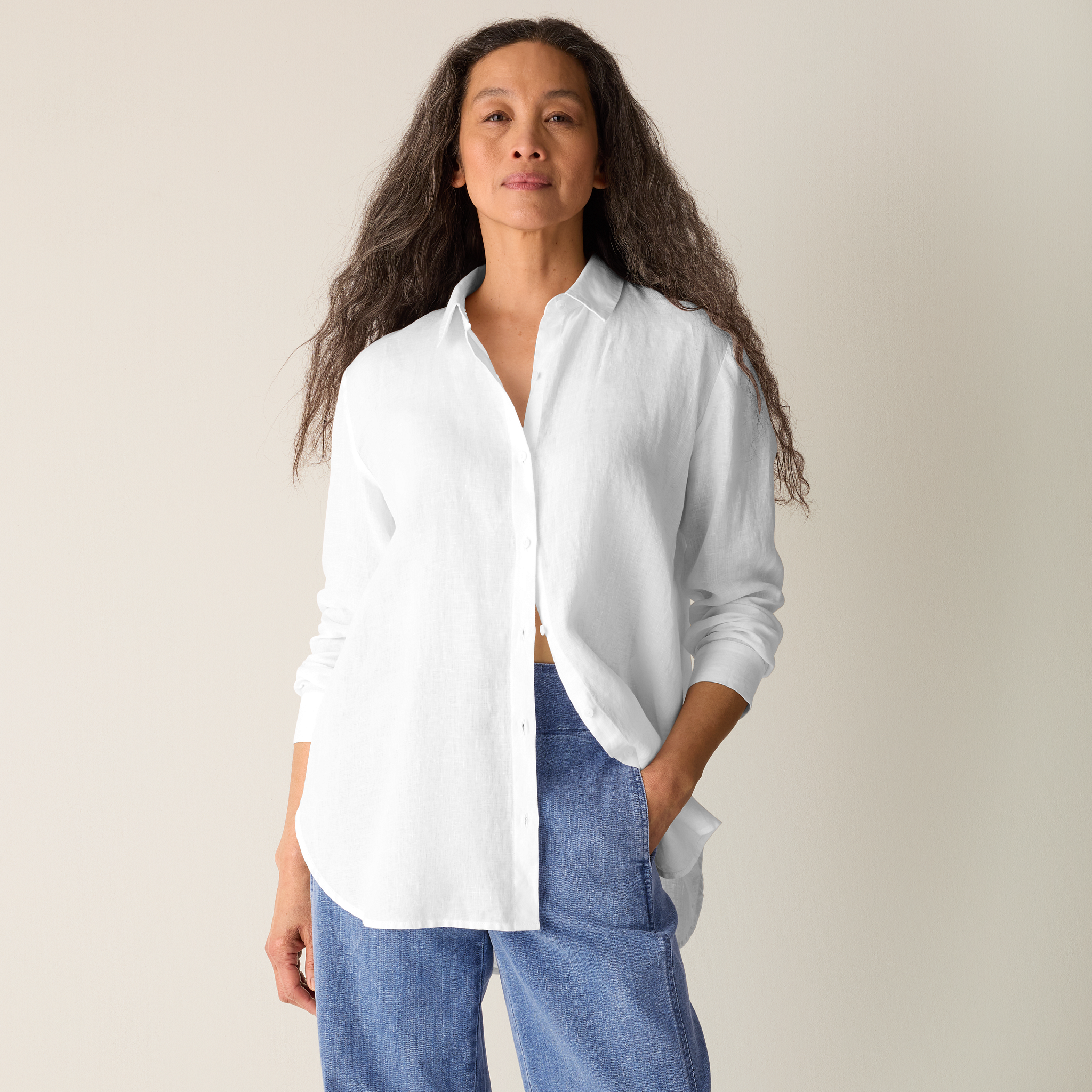 Organic Handkerchief Linen Classic Collar Shirt from EILEEN FISHER - $188