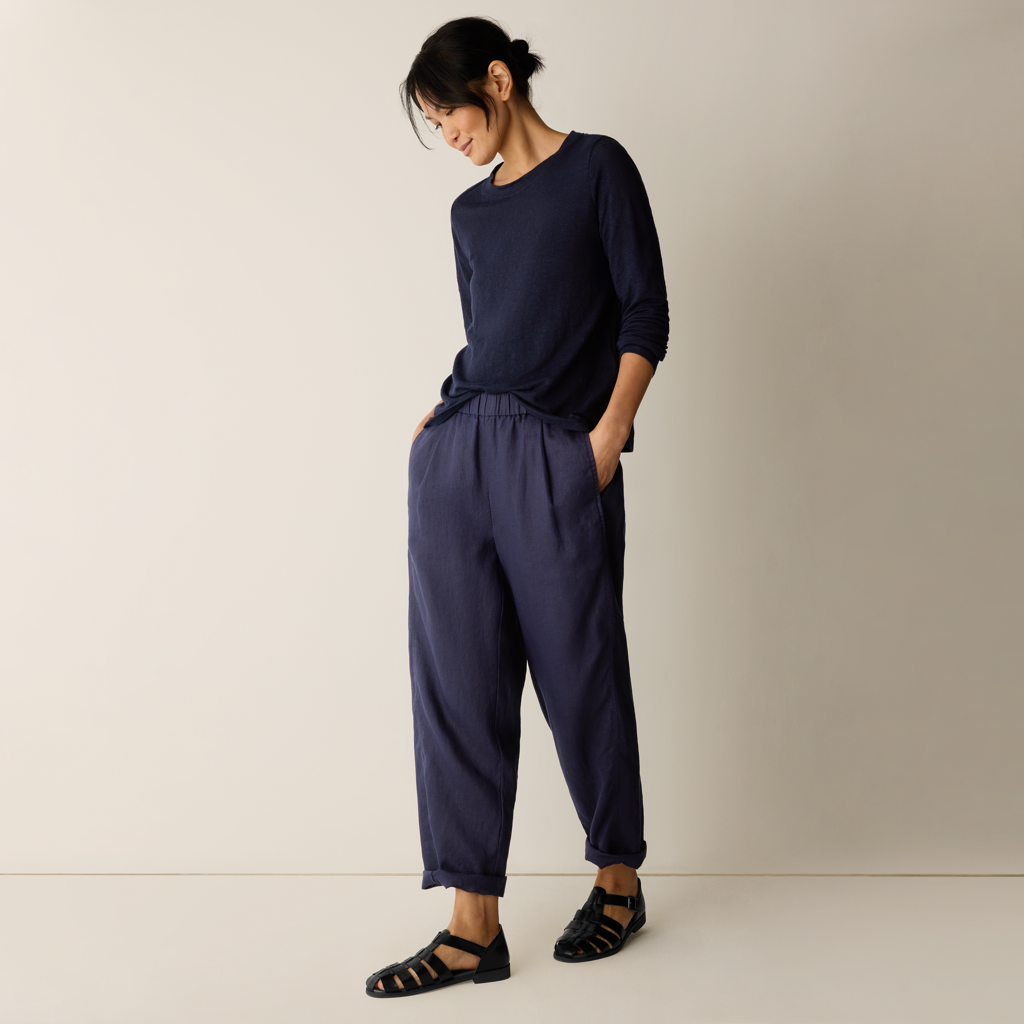 Organic Linen Jersey Long-Sleeve Tee from EILEEN FISHER - $138