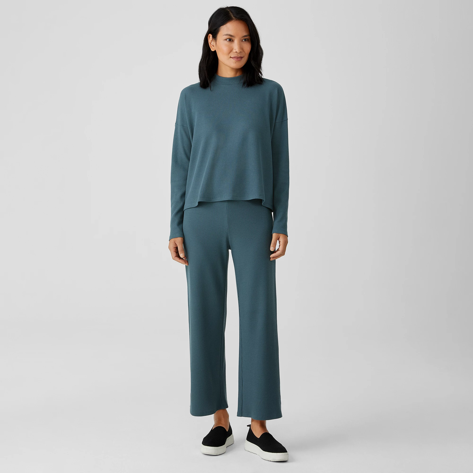 Cozy Waffle Knit Straight Pant EILEEN FISHER
