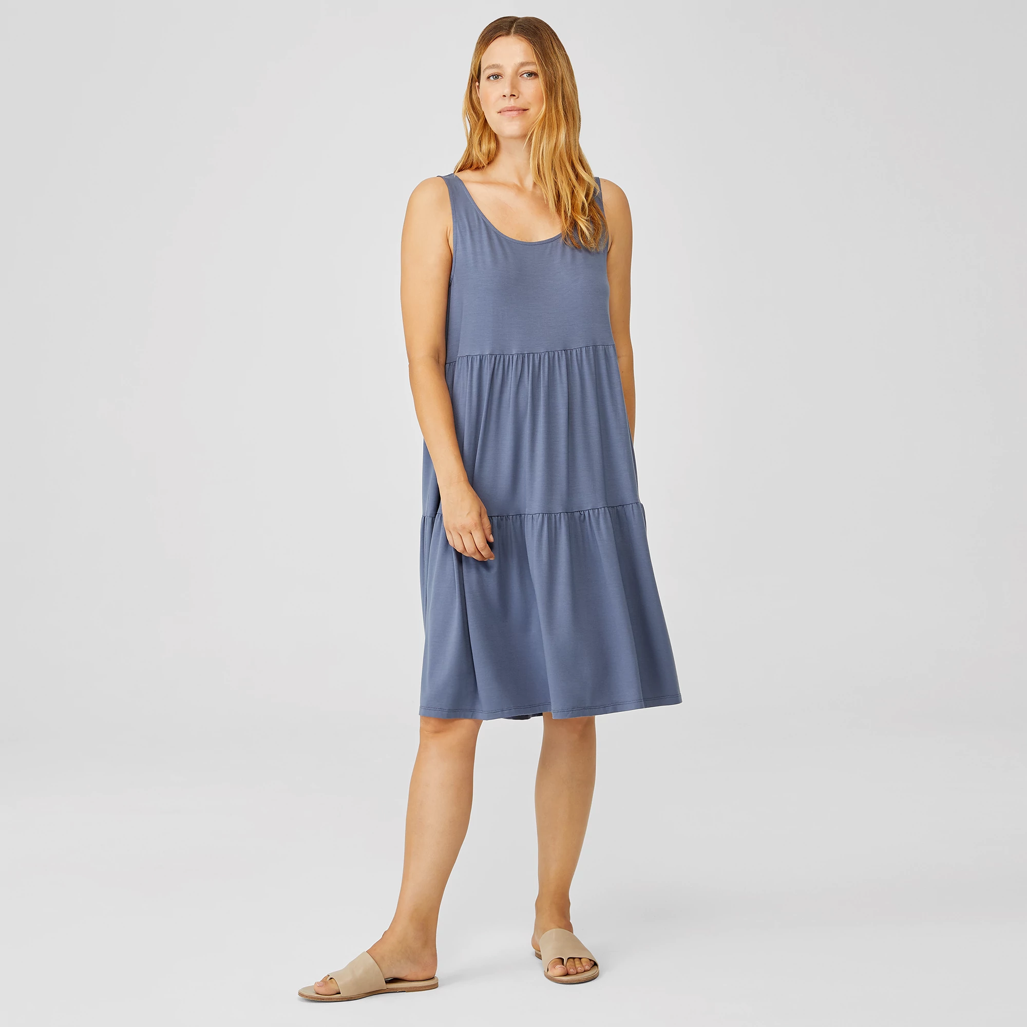 Fine Jersey Tiered Dress EILEEN FISHER