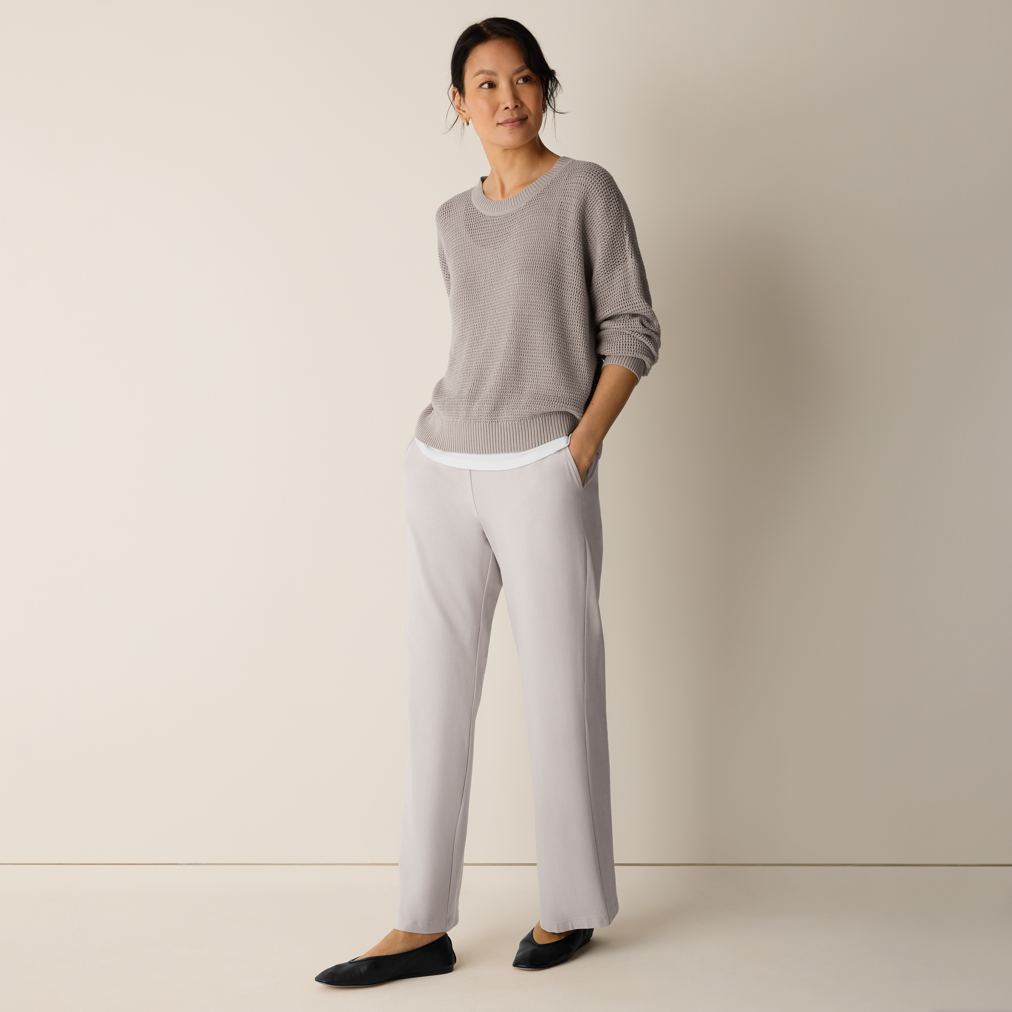 Peruvian Cotton Blend Crew Neck Top