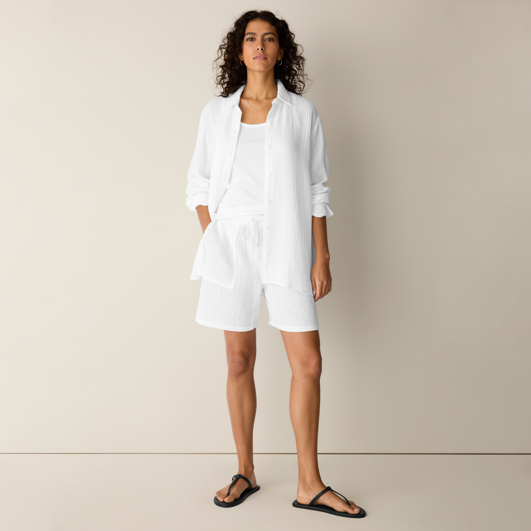 Organic Cotton Lofty Gauze Walking Shorts from EILEEN FISHER - $128