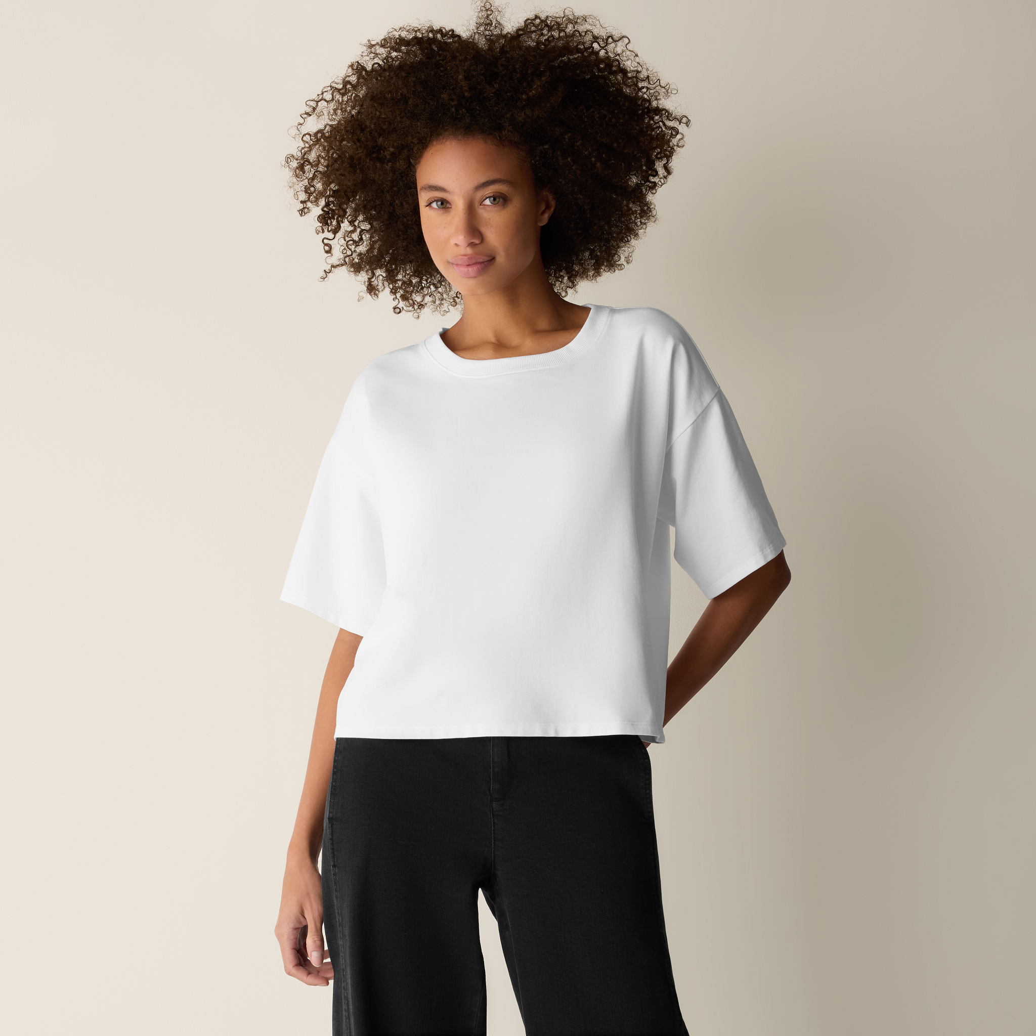 Pima Cotton Stretch Jersey Crew Neck Tee